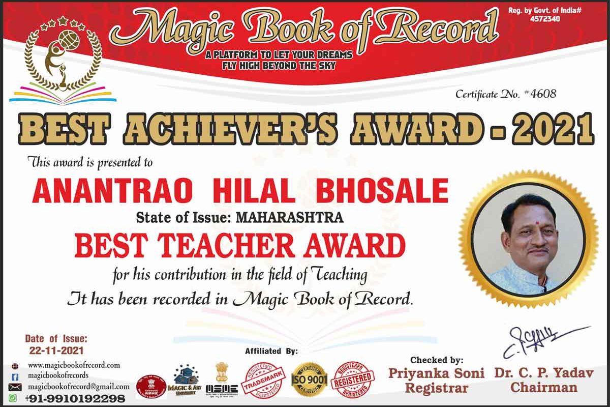 Anantrao Hilal Bhosale Magic Book of Record