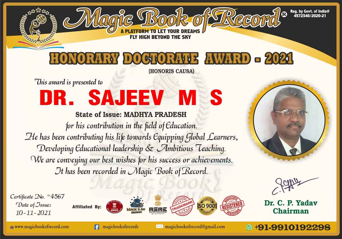 Sajeev M S Magic Book of Record