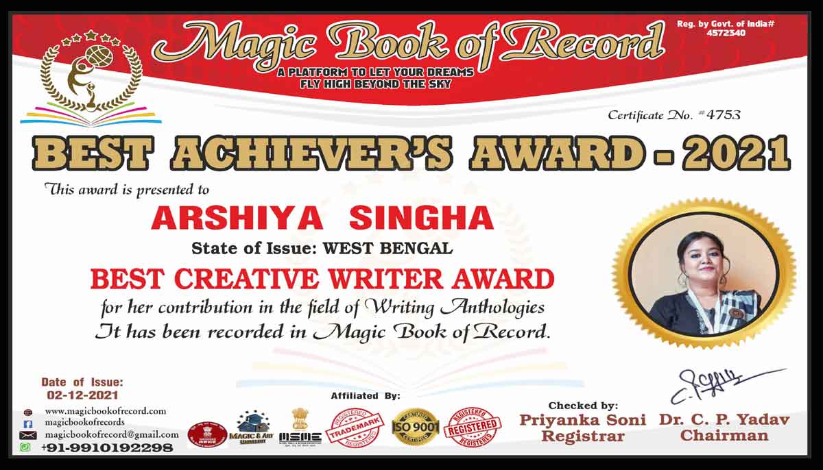 Arshiya Singha Magic Book of Record