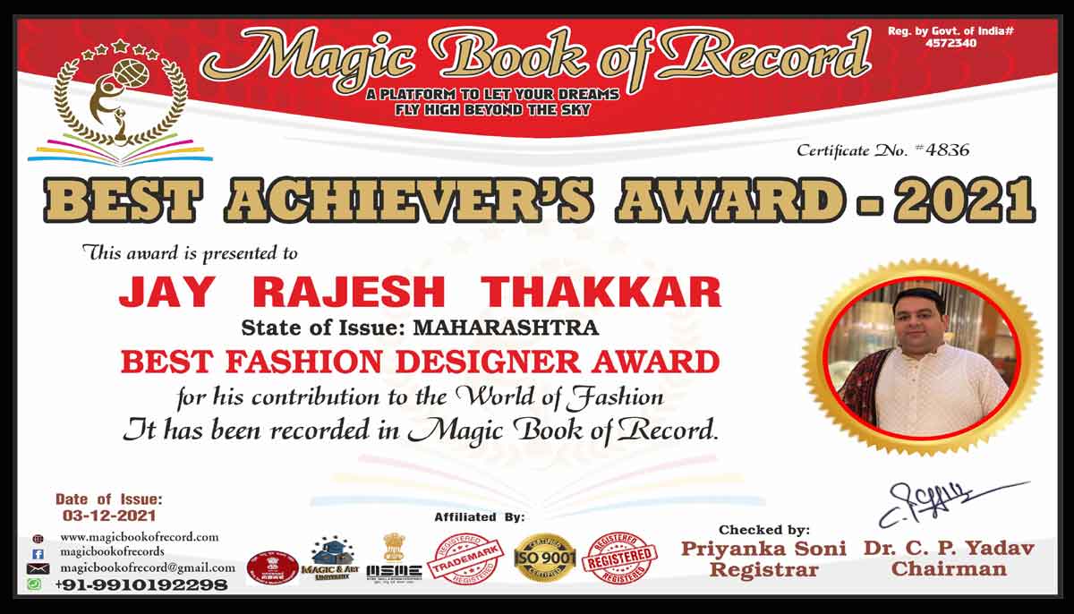 Jay Rajesh Thakkar Fashion Designer Mumbai