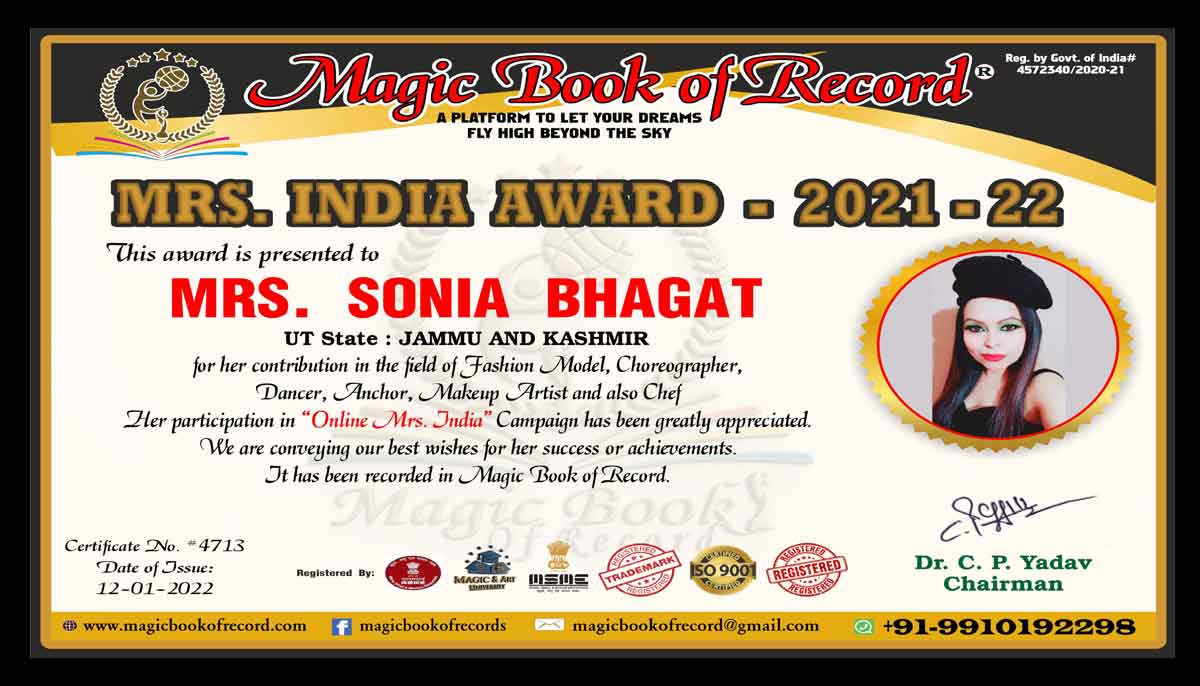 Sonia Bhagat Mrs India